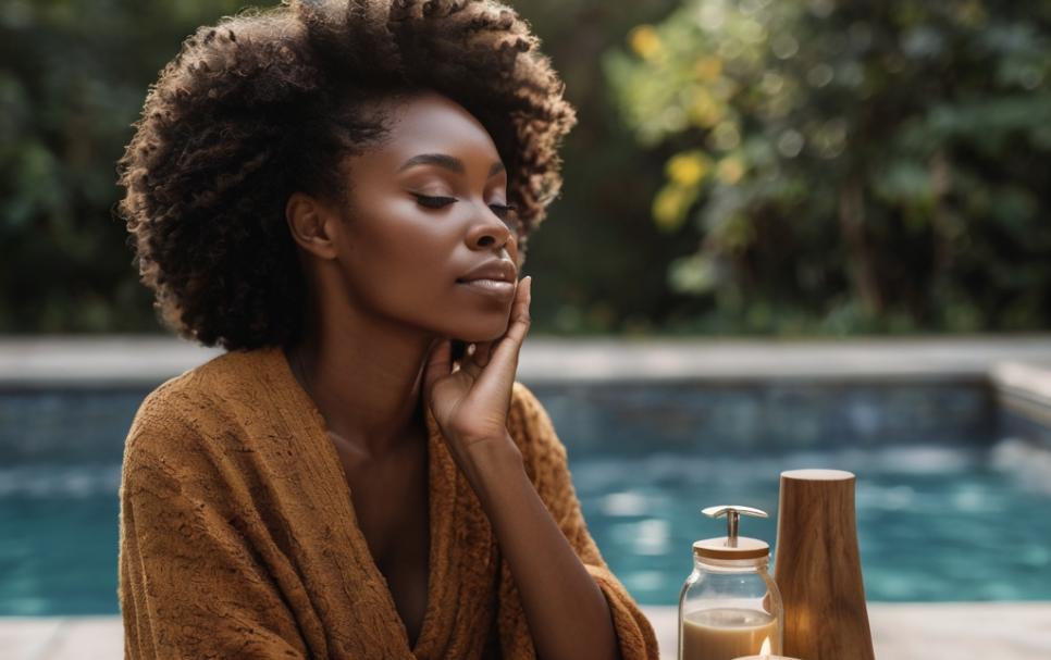 A peaceful environment with a candle, fruits and juice. Self-care at it’s peak.